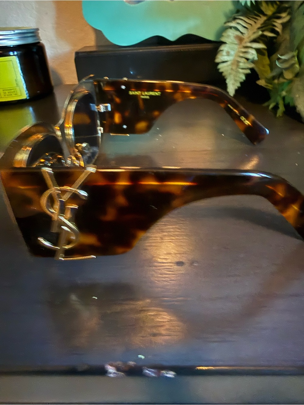 Tortoiseshell Brown Sunglasses with Gold YSL Accent